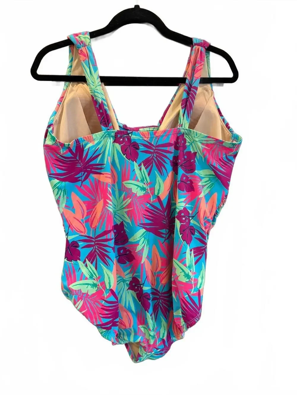 Lands’ End Women’s Floral One Piece Swimsuit Size 18W Plus Size Ruched